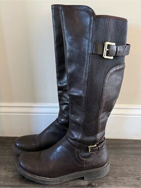 White Mountain Meditate Knee High Tall Riding Boot Stretch Panel in Brown Sz 8.5